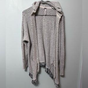 Free People hooded cardigan white/gray with pockets S/P small cotton blend